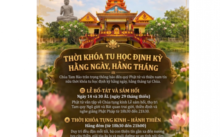 Thời khóa tu học định kỳ hằng ngày, hằng tháng