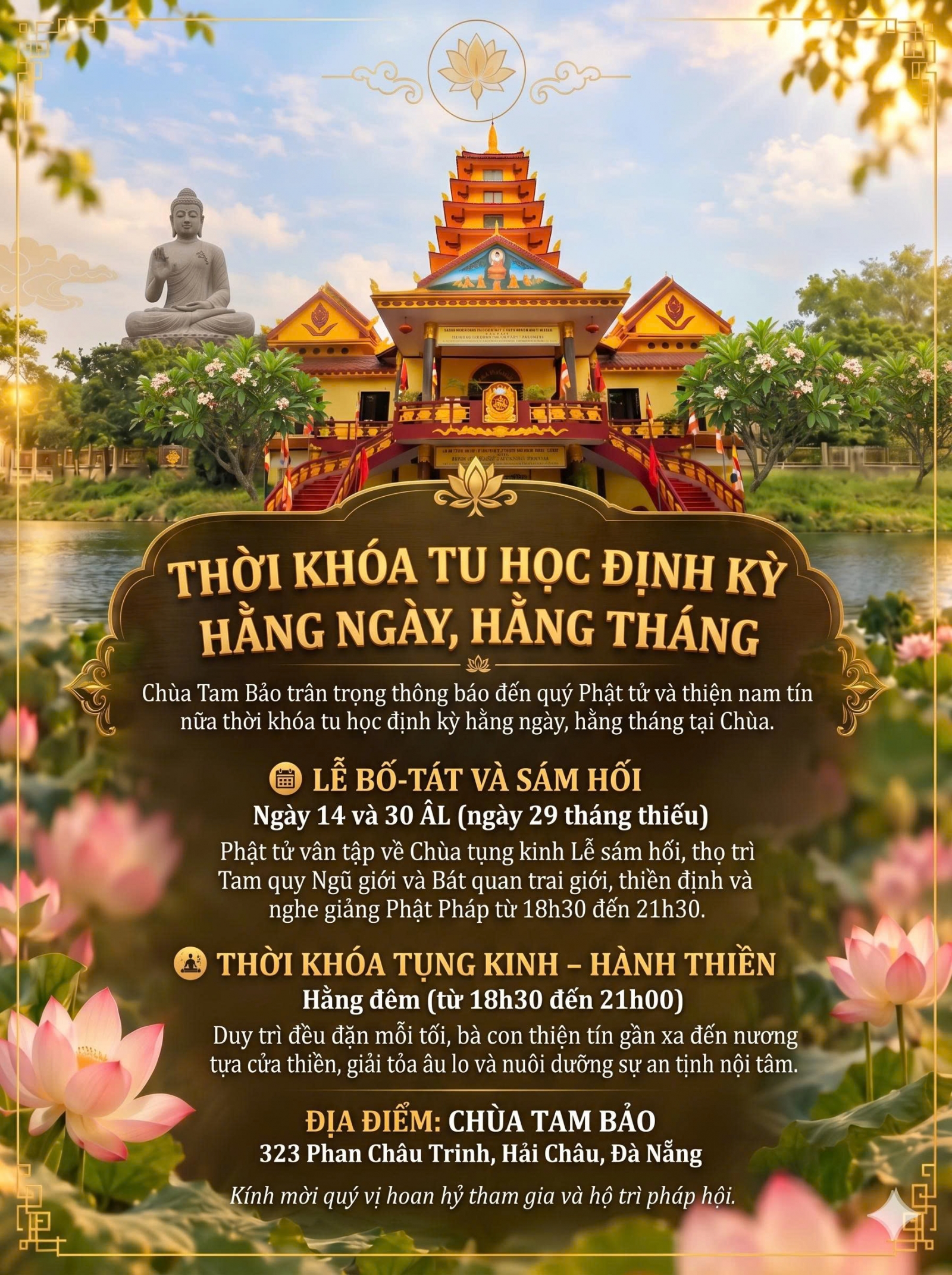 Regular Practice Schedule at Tam Bao Pagoda